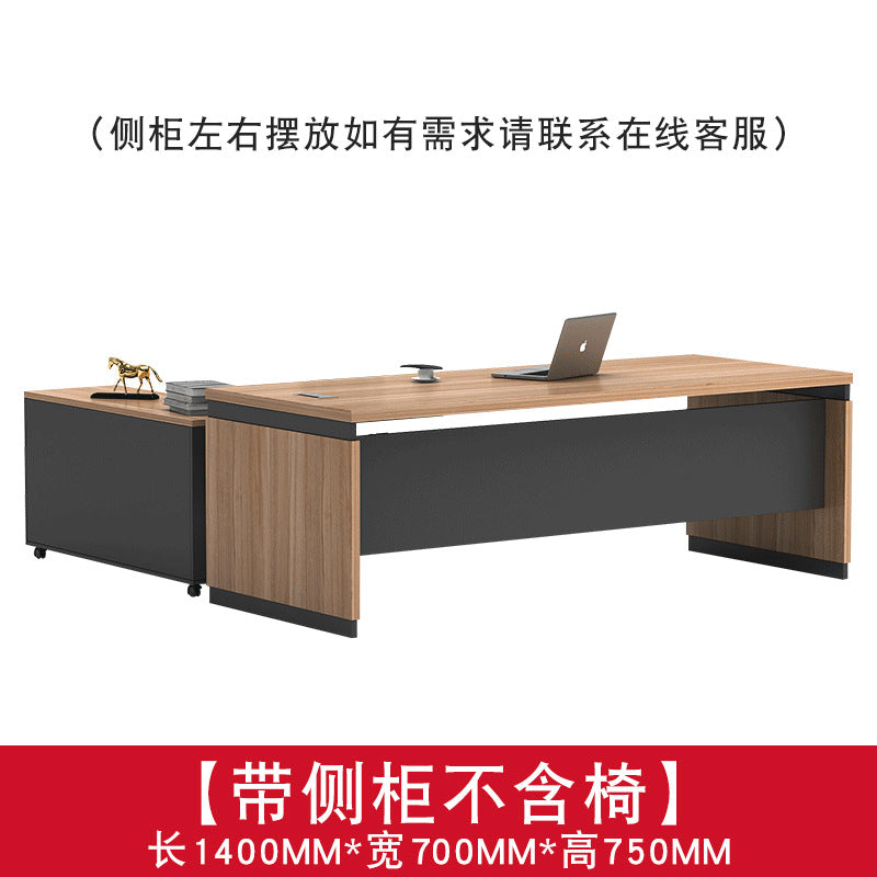 Modern minimalist office desk and chair set - executive office furniture for managers, presidents, and business owners - single desk, executive desk