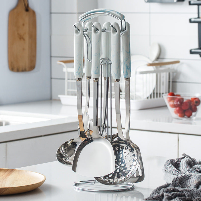 Creative home kitchen utensil set - 7 piece set, easy storage, cooking spatula & ladle combo, stylish design, perfect housewarming gift