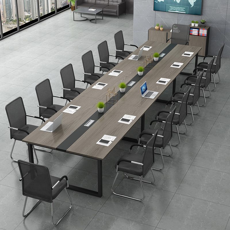 Conference table - modern minimalist long table for meeting rooms, reception, and negotiations - simple workstation desk and chair set