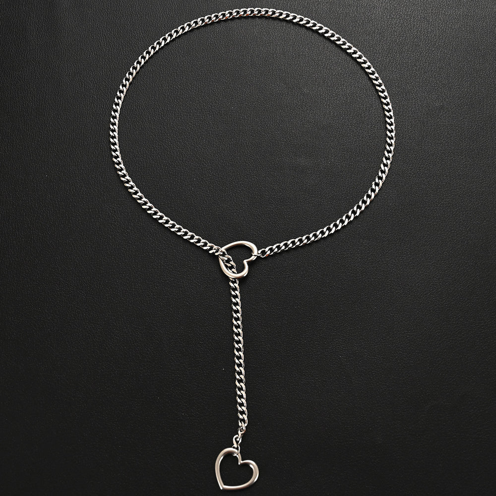 Amazon wide light luxury style y-ring slider chain stainless steel necklace handmade punk cuban chain necklace