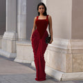 C7582 cross-border   fashion women's elegant waist-cinching backless sleeveless bodycon dress