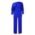 D3298 women's foreign trade  autumn fashion solid color asymmetrical neck top wide leg pants african cross-border set