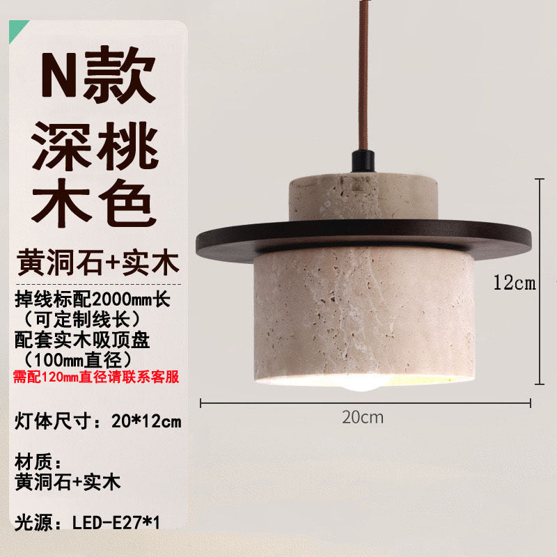 Vintage dining room light Bedroom bedside chandelier Cream wind wabi-sabi wind Bar light Yellow cave stone small decoration minimalist