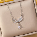 [copper inlaid with zirconium] new style full diamond bow and wheat ear necklace for women, exquisite high-end accessible luxury versatile clavicle chain jewelry