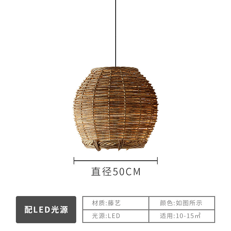 Wabi Silent Wind Catering Chandelier Chinese Living Room Dining Room Tea Room Zen Light Homestay Study Bedside Japanese Rattan Chandelier