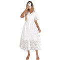 niche cutout floral lace peter pan collar short sleeve dress