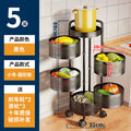 360-degree rotating vegetable organizer, kitchen floor-standing multi-tier round storage rack, dedicated basket storage for vegetables