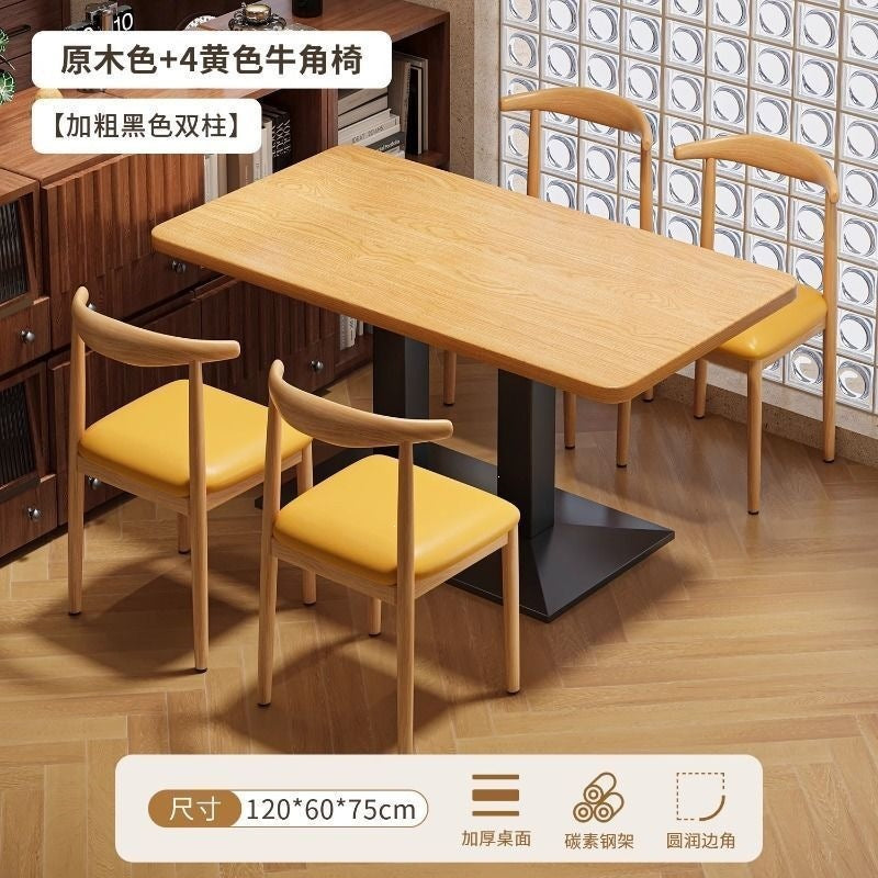 Commercial restaurant tables and chairs breakfast restaurant snack noodle shop long table milk tea barbecue restaurant one table four chairs combination dining chair