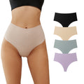 e-commerce wholesale seamless underwear women's high waist plaid seamless breathable tummy control pants moisture-absorbing sports ice silk underwear