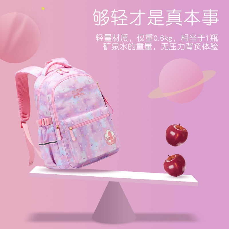 School bag, primary school students, girls, grades 1, 2, 3 to 6, girls, light burden reduction, spine protection, cute children's backpack
