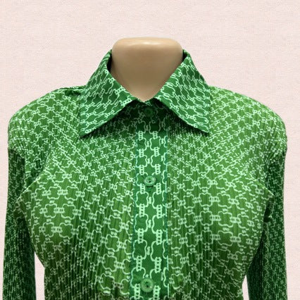 European and american cross-border women's fashion  summer new arrival: long-sleeved single-breasted elegant blouse and high-waisted pleated shorts set