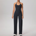 Cloud-feel quick-dry outdoor casual yoga set - tie-up sports bra with high-waisted straight-leg pants for running and fitness