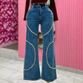 Women's sequinjeansboyfriend jeansloose pants hot diamond denim pants wholesale cargo jeans