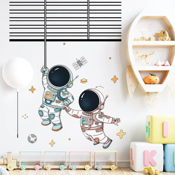 Space astronaut flight wallpaper couple creative cute dormitory bedside children's room classroom arrangement wall sticker