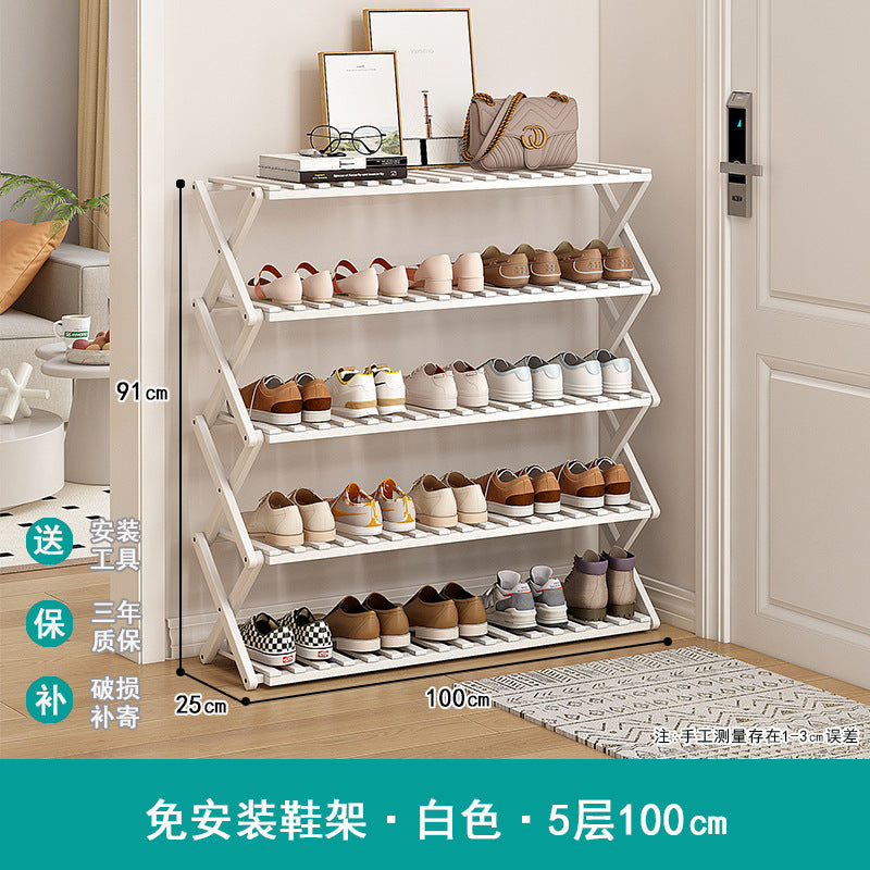 Shoe rack simple door for home multi-layer storage space-saving corner small dust-proof narrow shoe cabinet free of installation