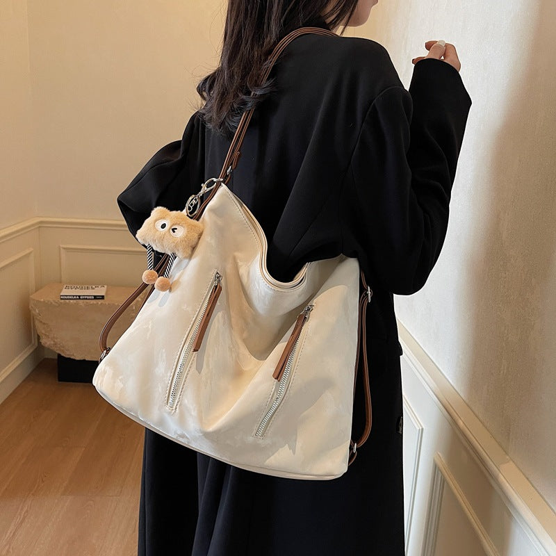Autumn and winter retro fashion tote bag women's 2025 Korean version of work commuting large-capacity shoulder bag foreign backpack