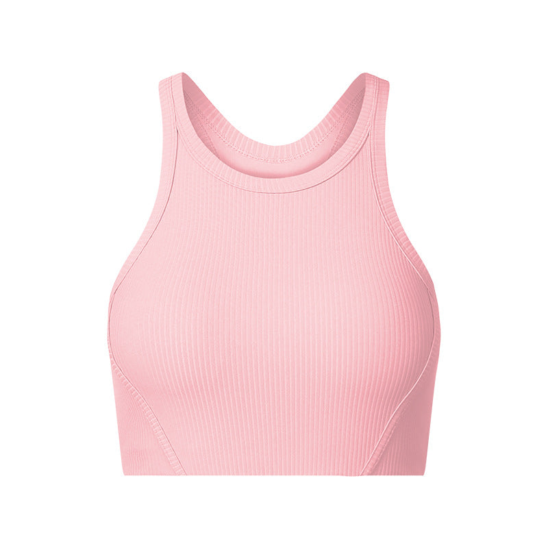 Vertical ribbed high collar elastic comfortable sports intimates high-strength bubble wrap sports bra daw057