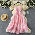 High-end evening gown for women: exquisite rose embellishments, cinched waist, and spaghetti straps - perfect for dinner parties and special occasions