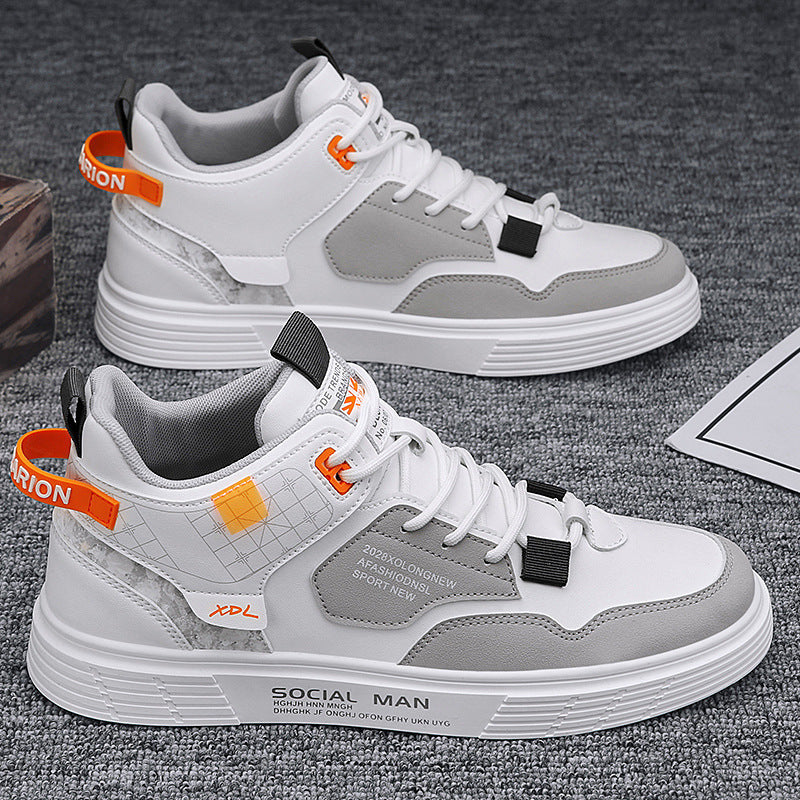 Canvas high-top spring men's shoes 2025 new spring sports casual white student men's skate shoes versatile trendy shoes