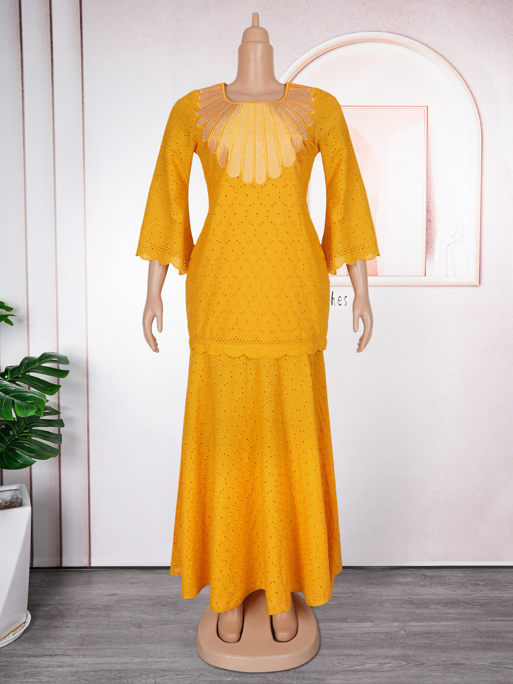 new african women's plus size lace robe embroidered dress with headscarf - perfect for  and