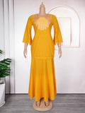 new african women's plus size lace robe embroidered dress with headscarf - perfect for  and