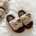 Autumn and winter cute leopard print cat cotton slippers for women, non-slip home slippers, trendy leopard print furry slippers for women, suitable for wearing outdoors