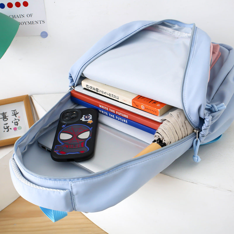 Korean version of college style schoolbag four-piece set, primary and secondary school backpack, girls fresh and sweet backpack, multi-compartment backpack