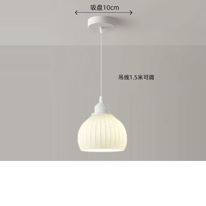 Modern minimalist dining room pendant light - creamy new style  - trending online - perfect for dining tables, bedrooms, studies, and bar counters - glass pendant lamp