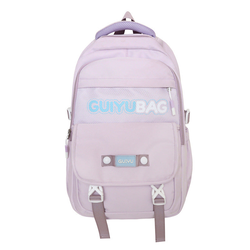 New schoolbag female middle school students simple and versatile large capacity fashion solid color backpack high school students college style backpack