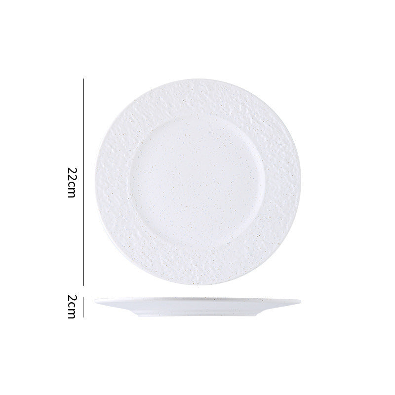 Minimalist blue & white polka dot ceramic dinnerware set - western dinner plates, restaurant & hotel quality ceramic tableware with polka dot design