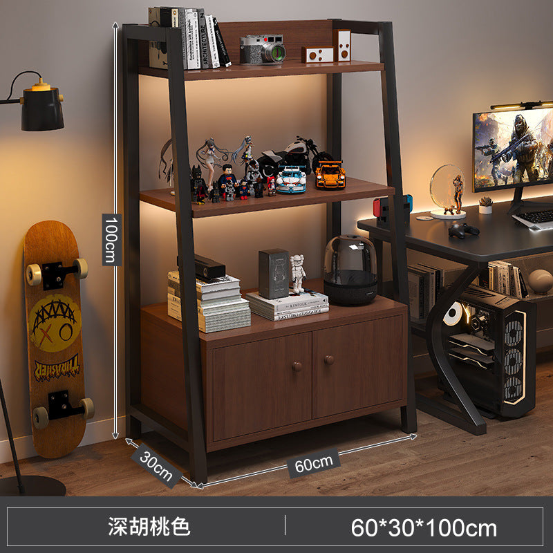 Shelf Floor-to-ceiling storage shelf Multi-layer bookshelf E-sports room Computer table Locker Wrought iron trapezoidal display shelf