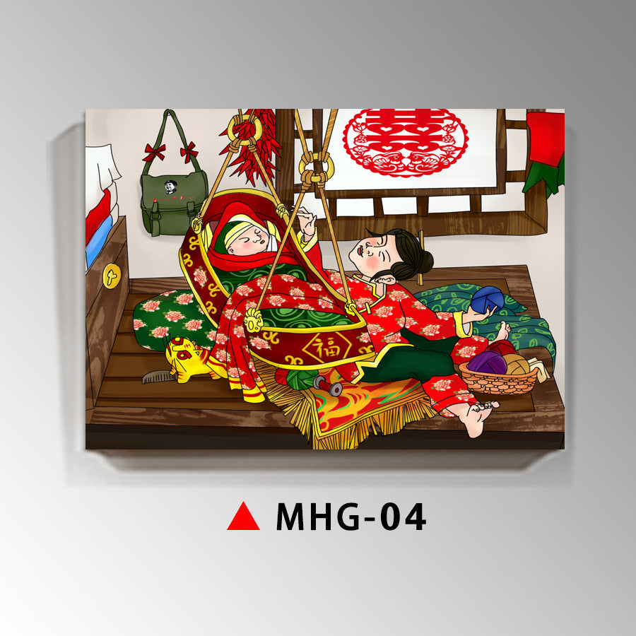 Northeast eight monsters decorative painting ethnic customs wall decoration mural agritainment hotel box background wall hanging painting