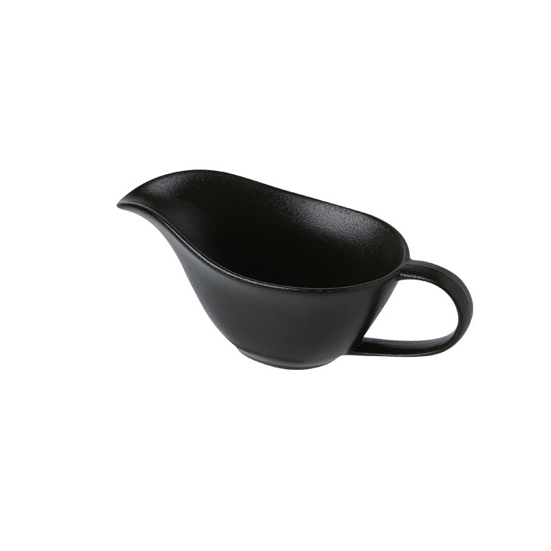 European style ceramic sauce boat western food steak juice bucket cup teppanyaki black pepper tomato juice ceramic handle cup seasoning