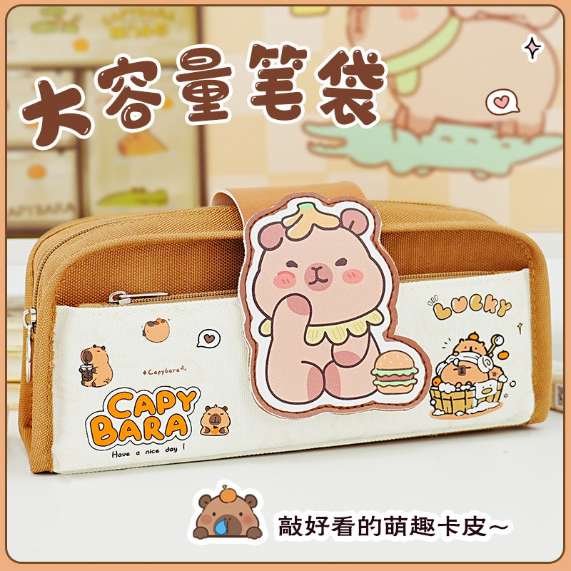 Large-capacity stationery bag wholesale, simple Oxford pencil case for junior high school students, cute pet ins style stationery case pencil case