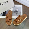 New summer women's platform flip-flops: stylish, versatile, casual beach sandals with double buckle – 2026 collection