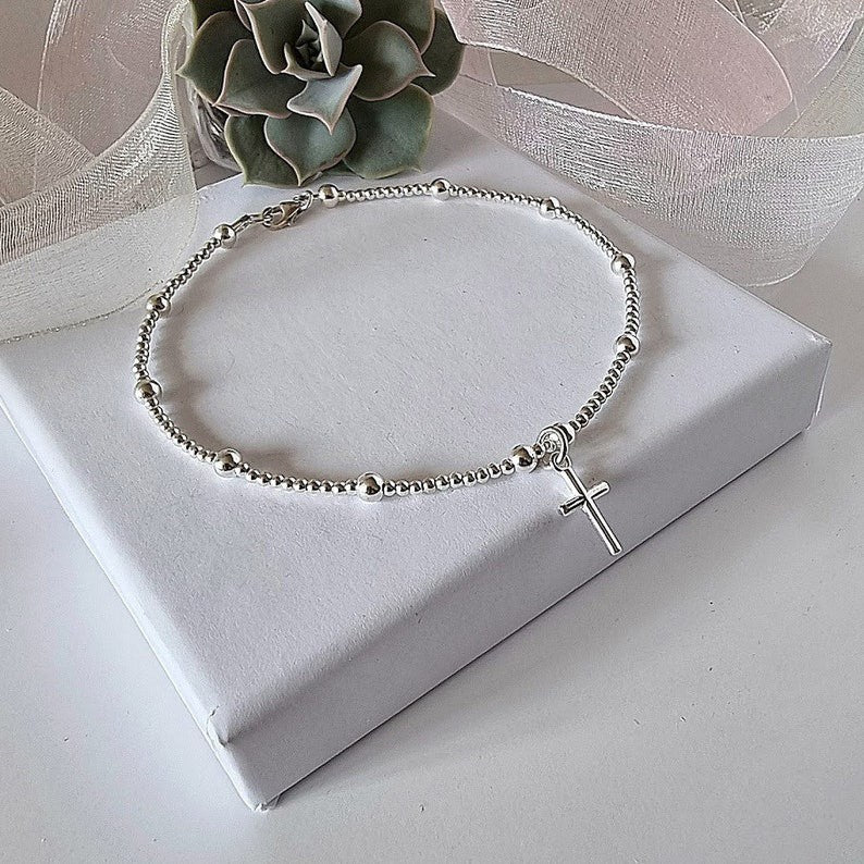 Bestselling european and american cross beaded bracelet - stainless steel minimalist style personalized commute jewelry for women 2025