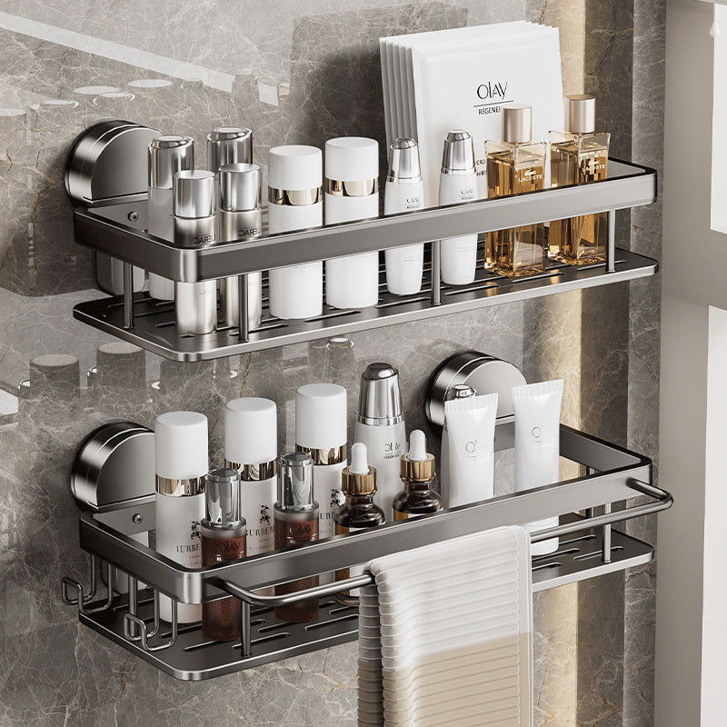 Suction cup bathroom shelf - no drilling required, wall-mounted organizer for vanity, washbasin, and toilet