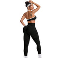 Color block yoga bra set - women's high-waisted tummy control quick-dry stretch activewear set - sexy yoga outfit