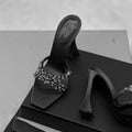 2026 summer european and american style silk satin stiletto heel crossover rhinestone square toe open toe sandals - women's high heel slippers - fashionable and sexy