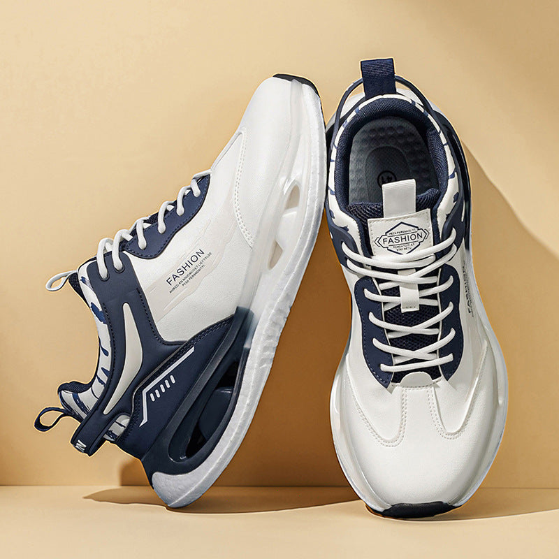 Men's 2026 spring new arrival: air cushion shock absorption, soft sole, height increasing, thickened high-top platform sneakers - trendy basketball shoes for men