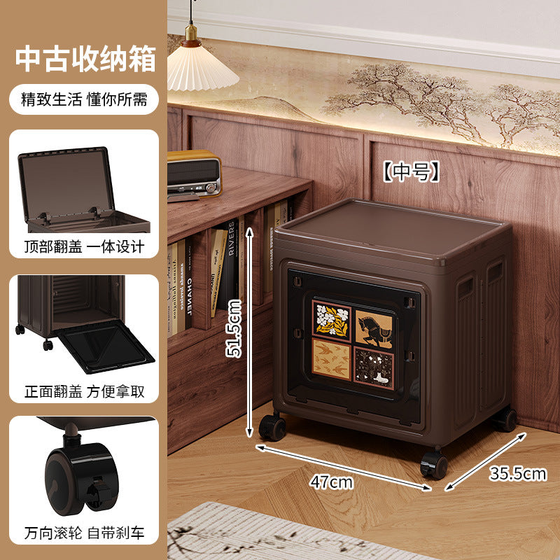 Antique storage box for clothes Large capacity flip cover finishing box Folding storage box Clothes quilt retro storage cabinet