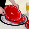 Rose red ceramic plate - new arrival: high-style dessert plate, steak plate, plating plate, home tableware, holiday gift box set