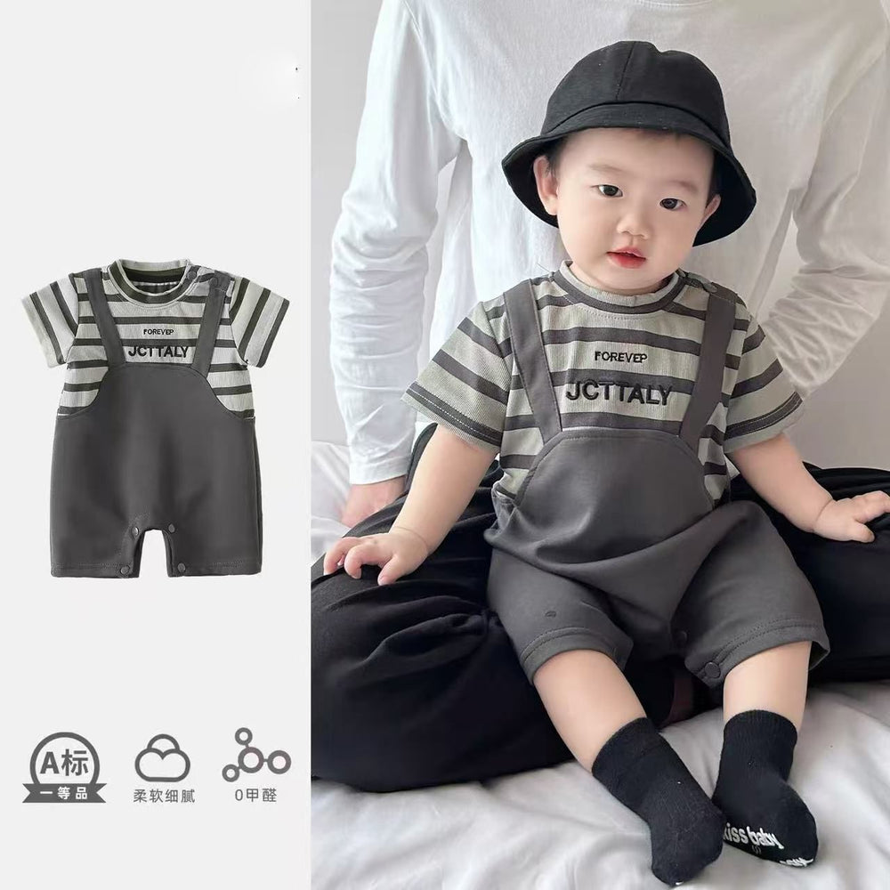 Baby summer clothes boys' rompers short sleeve summer thin outwear infant summer super cute crawling suit