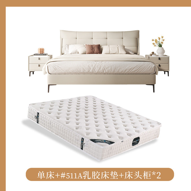 Light french cream style bed small apartment casualaccessible luxury foshan furniture master bedroom double 1.8m genuine leather bed