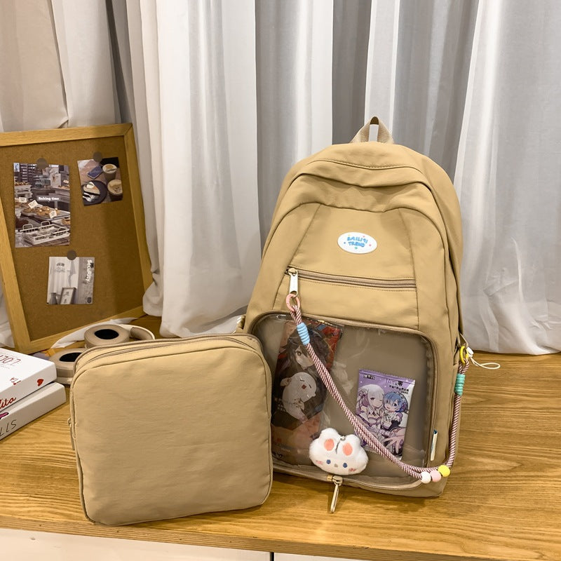 New arrivalstylish pain layer dual-purpose school bag large capacity pure color detachable pain bag primary school student middle school student backpack