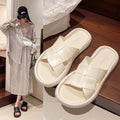 2024 summer new fashion trendy casual outdoor wear one-strap slippers checkered woven flat beach sandals for women