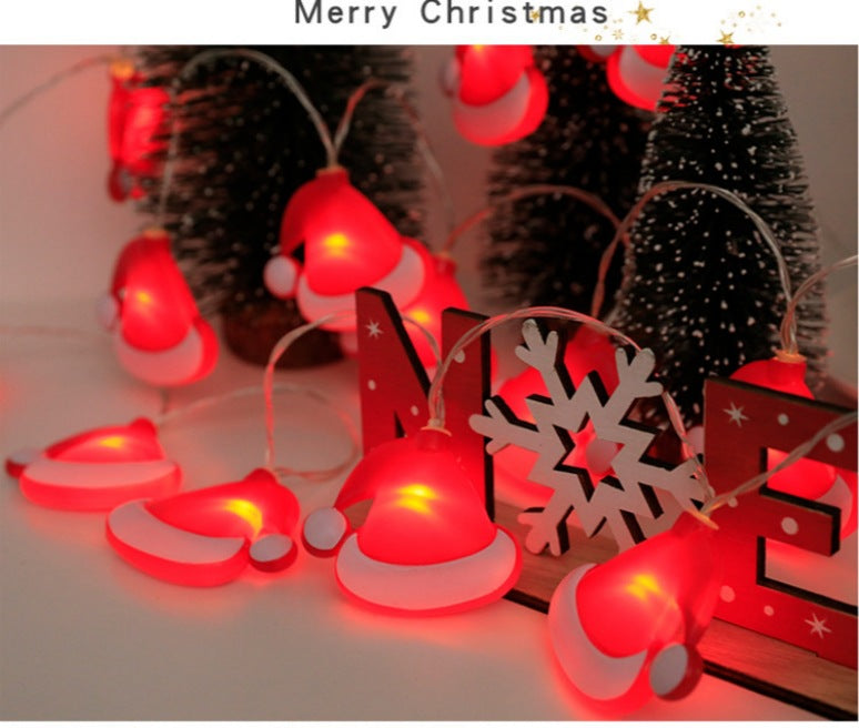 Christmas party led small lights, Christmas stockings, hats, bells, money bags, decorative lights string, battery box string lights