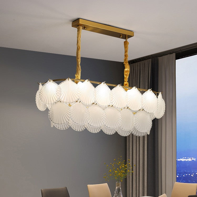 [New Product] Light Luxury Living Room Nordic Chandelier Modern Simple Atmosphere Crystal Dining Room Shell Light French Bedroom Light