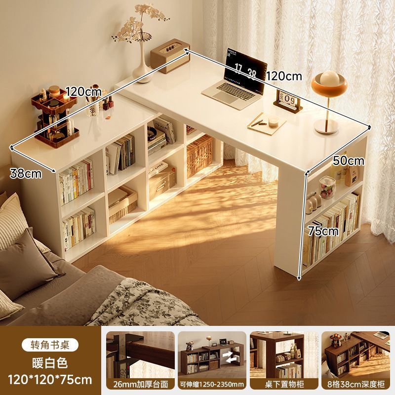 Corner desk bookshelf bookcase all-in-one table bedroom home extendable vanity corner computer desk office desk