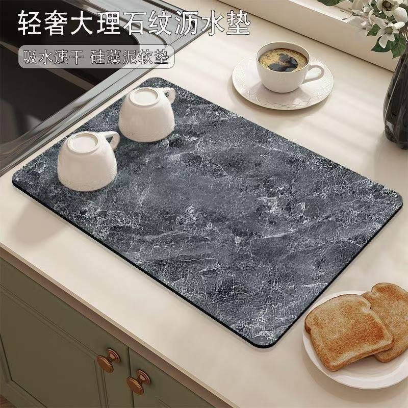 marble kitchen drain mat coffee machine non-slip mat countertop insulation mat absorbent mat drying mat placemat